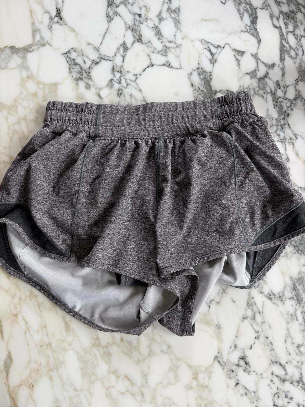 lululemon athletica Heathered Charcoal Layered Running Shorts